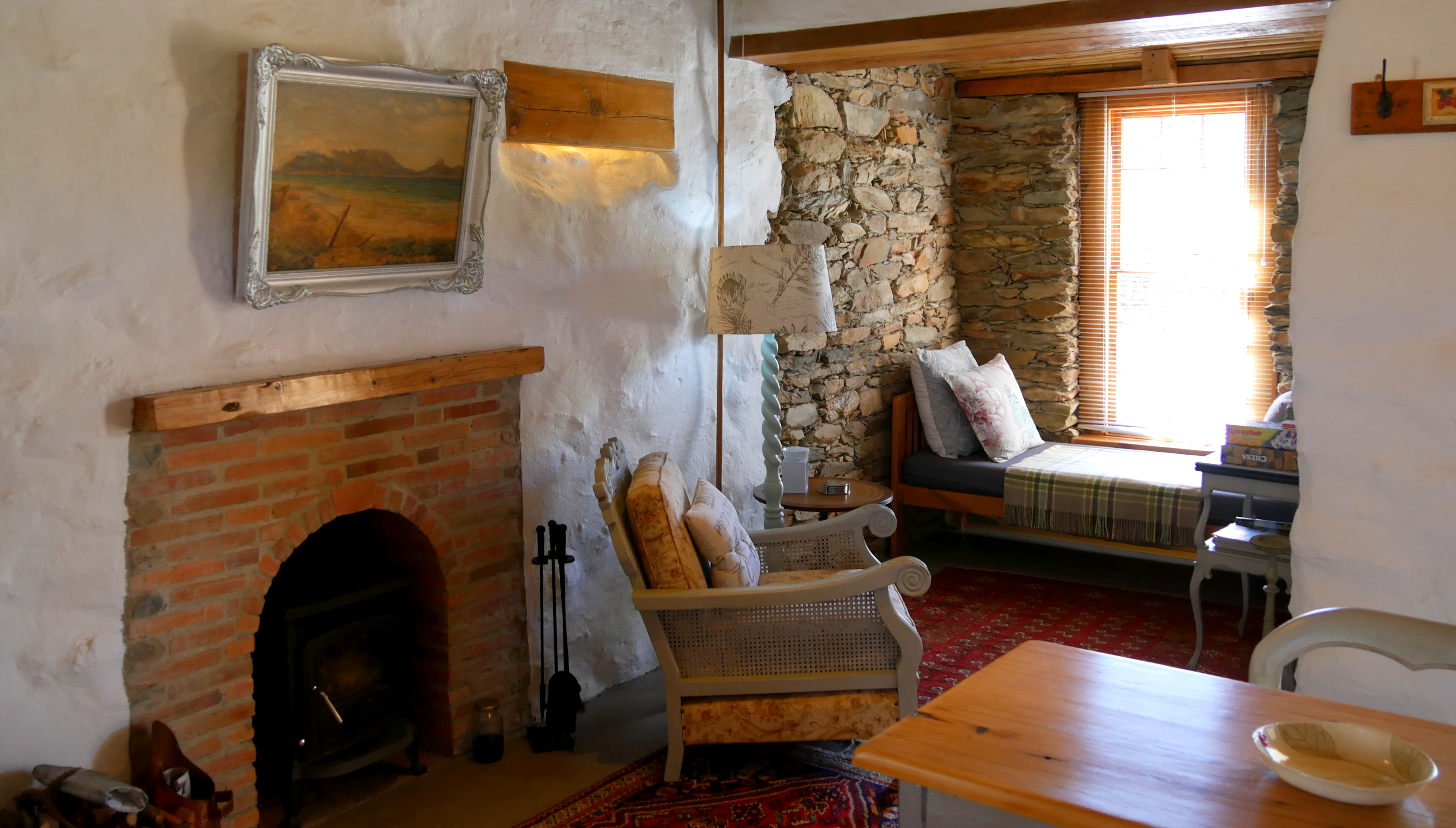 Olive Stone Farm cottage Montagu fireplace